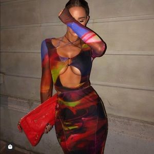 House of CB multicolor Marina midi dress